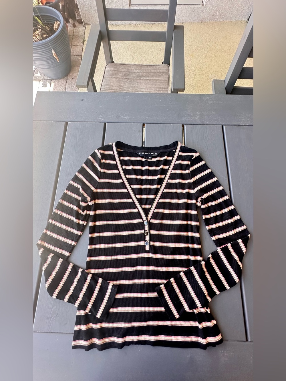 Veronica Beard Shailee striped henley top size S